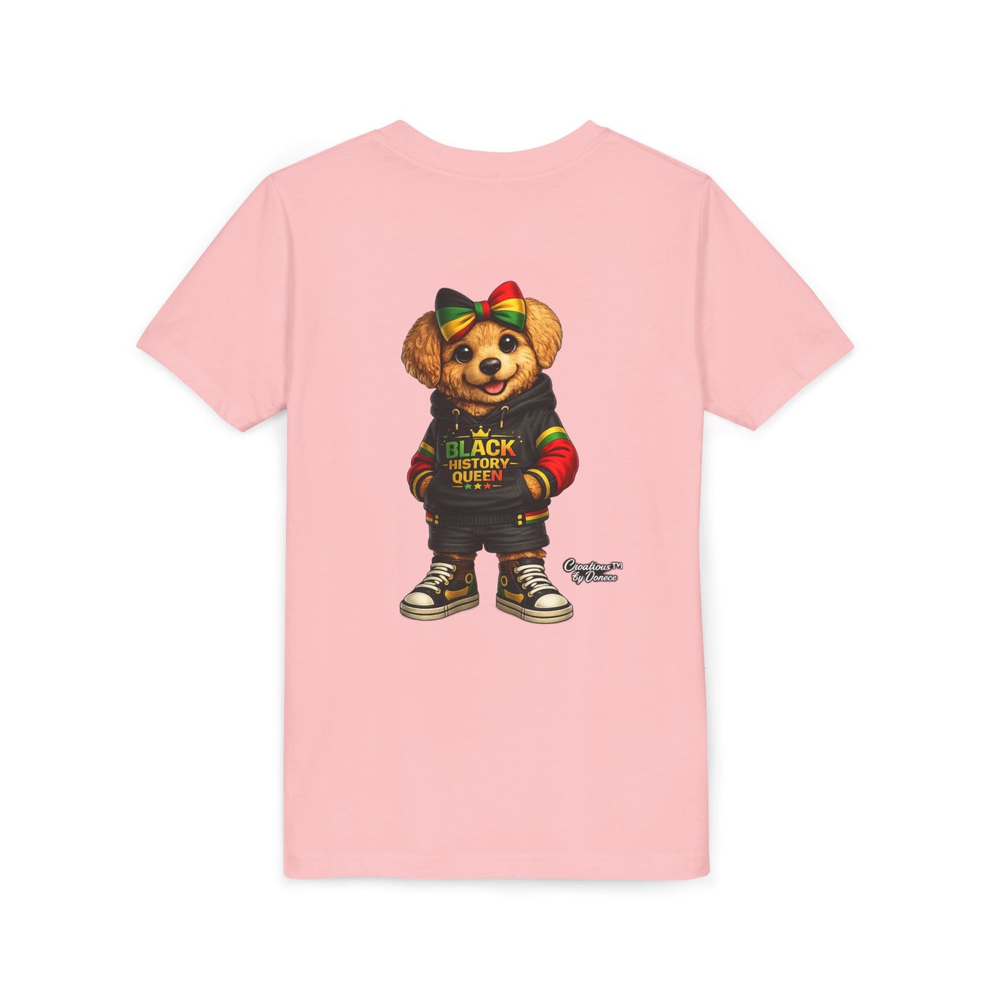Youth Tee — Black History Queen Bear Graphic T-Shirt