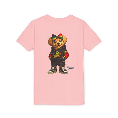 Youth Tee — Black History Queen Bear Graphic T-Shirt