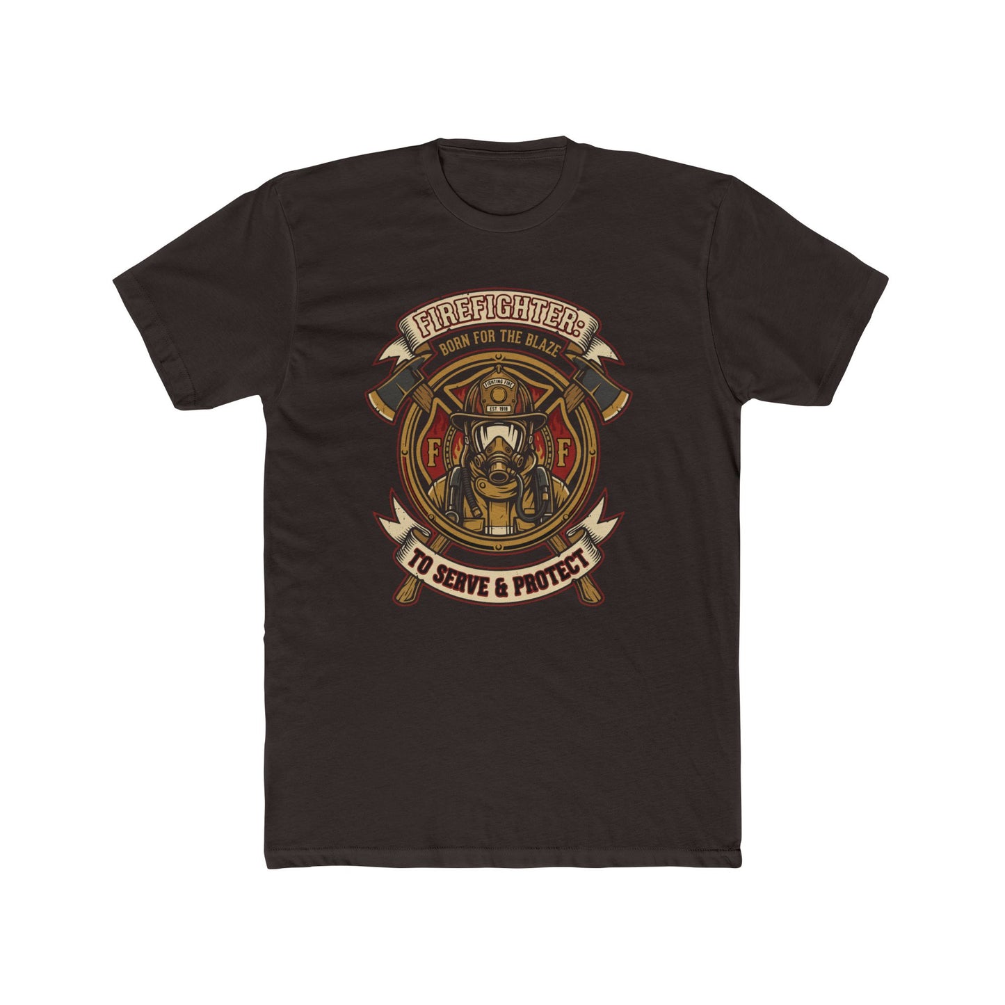 Firefighter Tribute Tee — 'To Serve & Protect' Helmet Maltese Cross Design