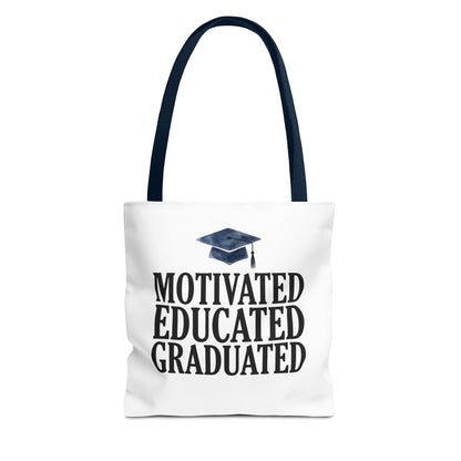 Motivated Educated Graduated Tote Bag – Graduation Cap Student Gift