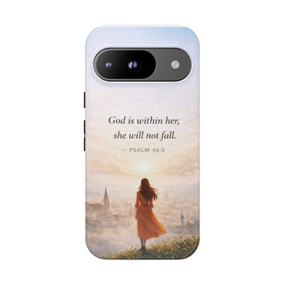 Inspirational Psalm 46:5 Phone Case — 'God is within her, she will not fall' Christian Phone Cover