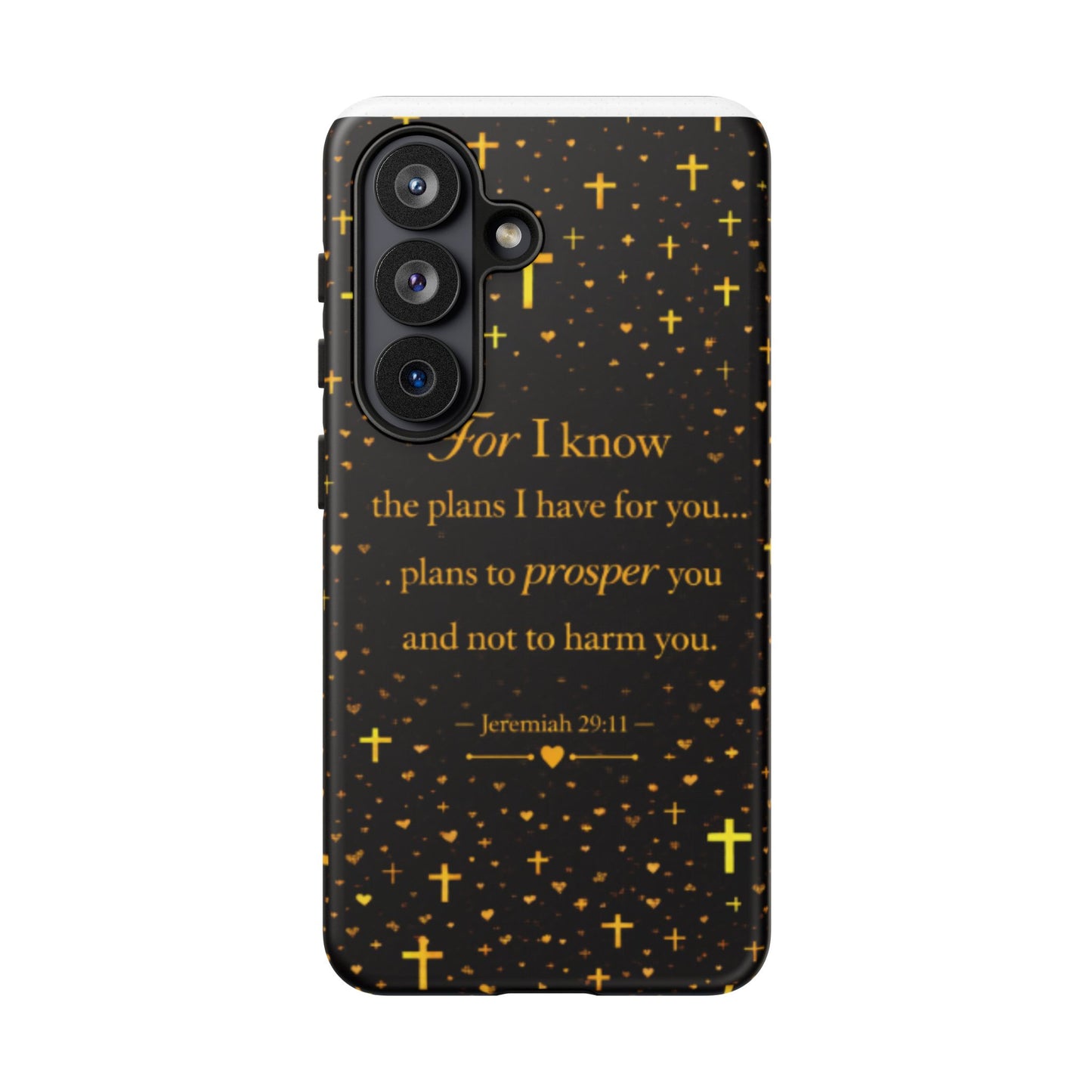 Phone Case — "For I Know" Jeremiah 29:11 Gold Cross Christian Tough Case