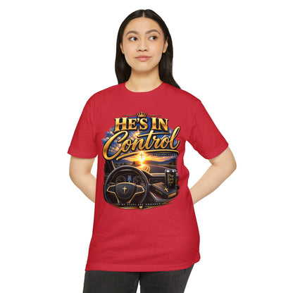 He's In Control T-Shirt — Christian Faith Car Steering Design