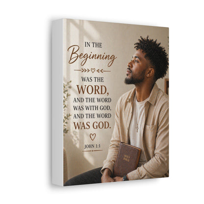 Stretched Canvas - John 1:1 Scripture Wall Art (In the Beginning)