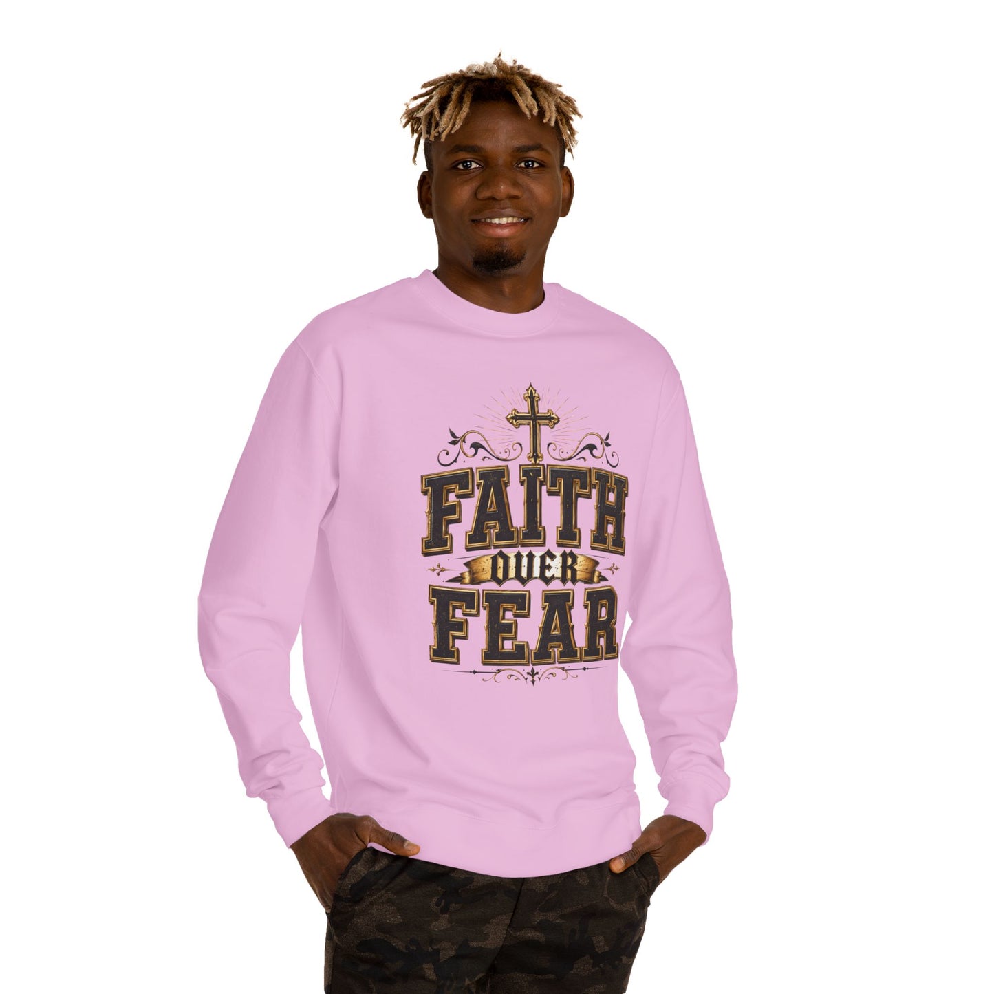 Faith Over Fear Sweatshirt — Christian Cross Inspirational Crewneck