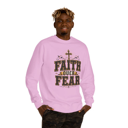 Faith Over Fear Sweatshirt — Christian Cross Inspirational Crewneck
