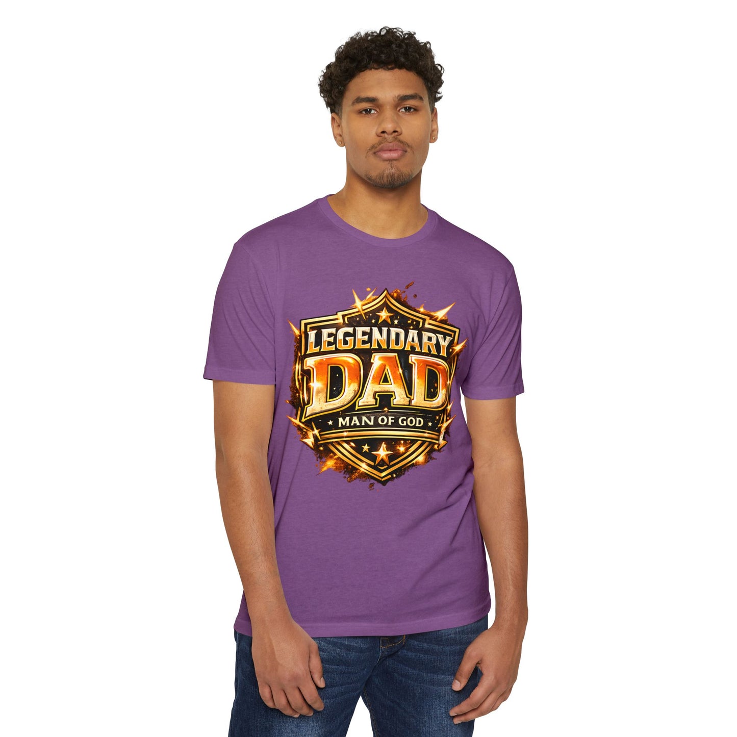 Legendary Dad T-Shirt – "Man of God" Shield Design