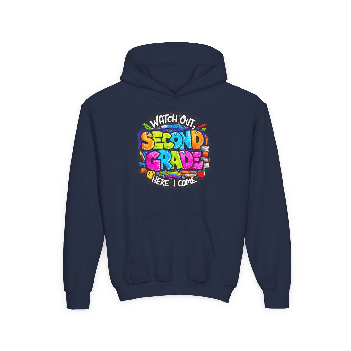 Second Grade Kids' Hoodie - "Watch Out Second Grade Here I Come" Back-to-School Sweatshirt