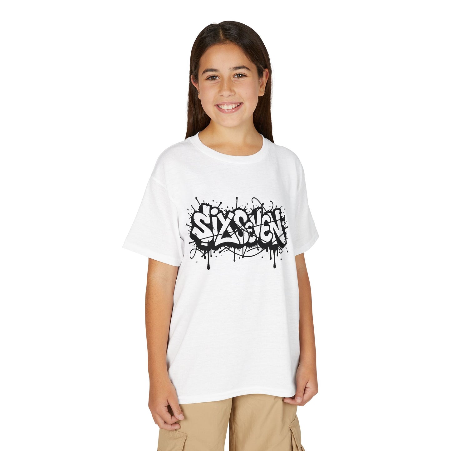 Youth T-Shirt — 'SixxSeven' Black Graffiti Drip Streetwear Tee