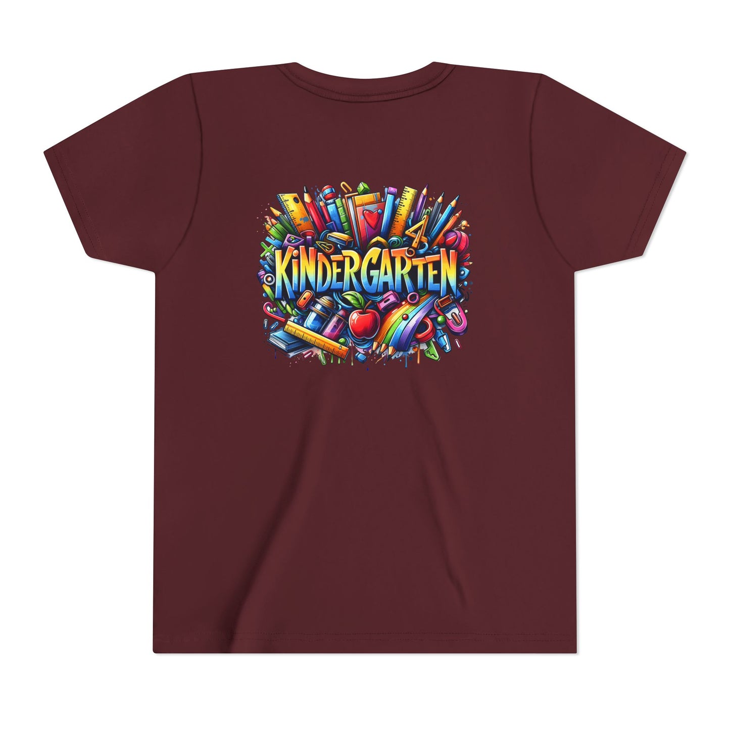 Kindergarten Colorful School Supplies Youth Tee — Back-to-School Kids T-Shirt