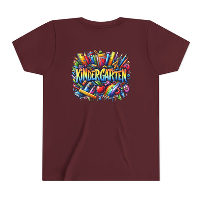 Kindergarten Colorful School Supplies Youth Tee — Back-to-School Kids T-Shirt