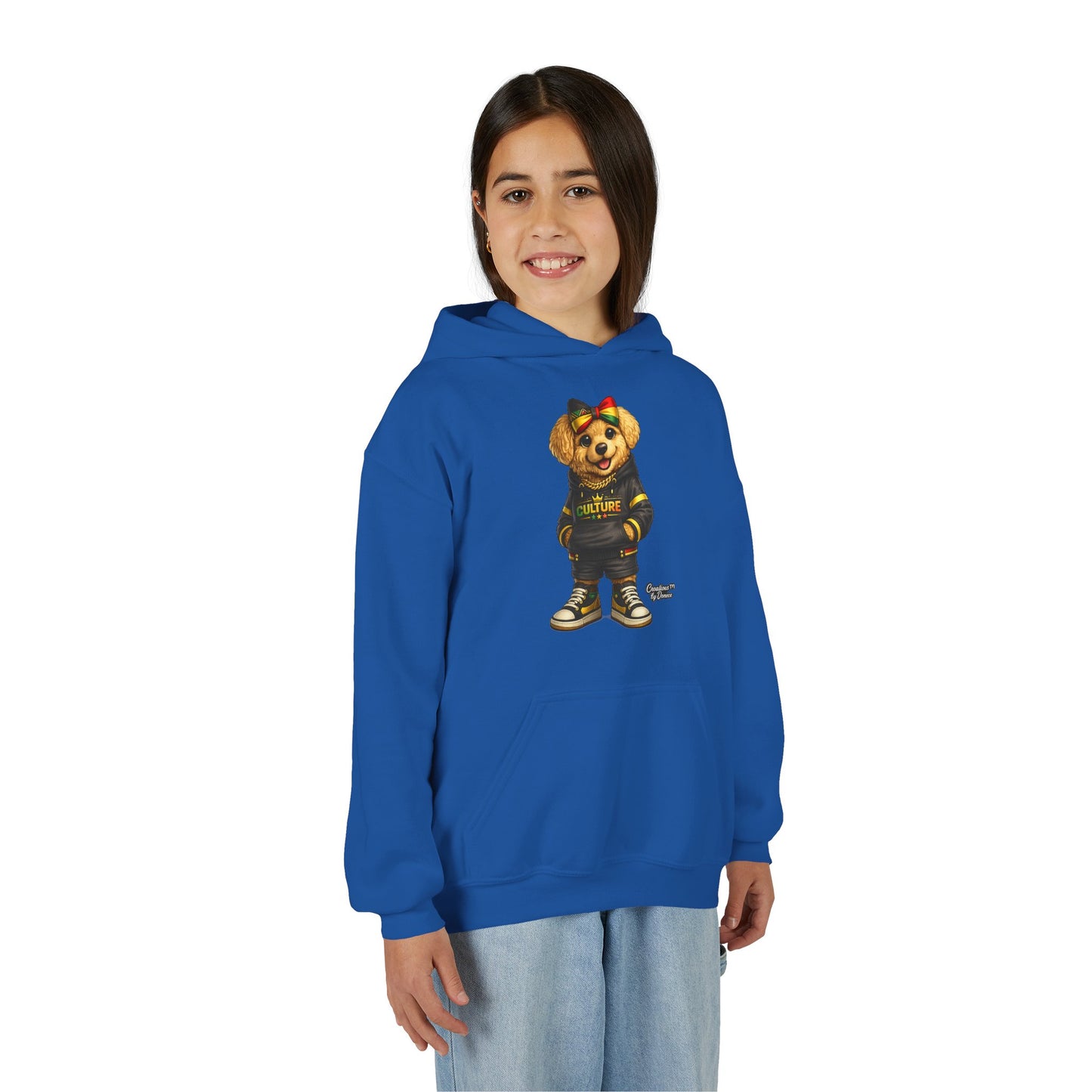 Youth Hoodie — Cute Rasta Bear 'Culture' Graphic Pullover