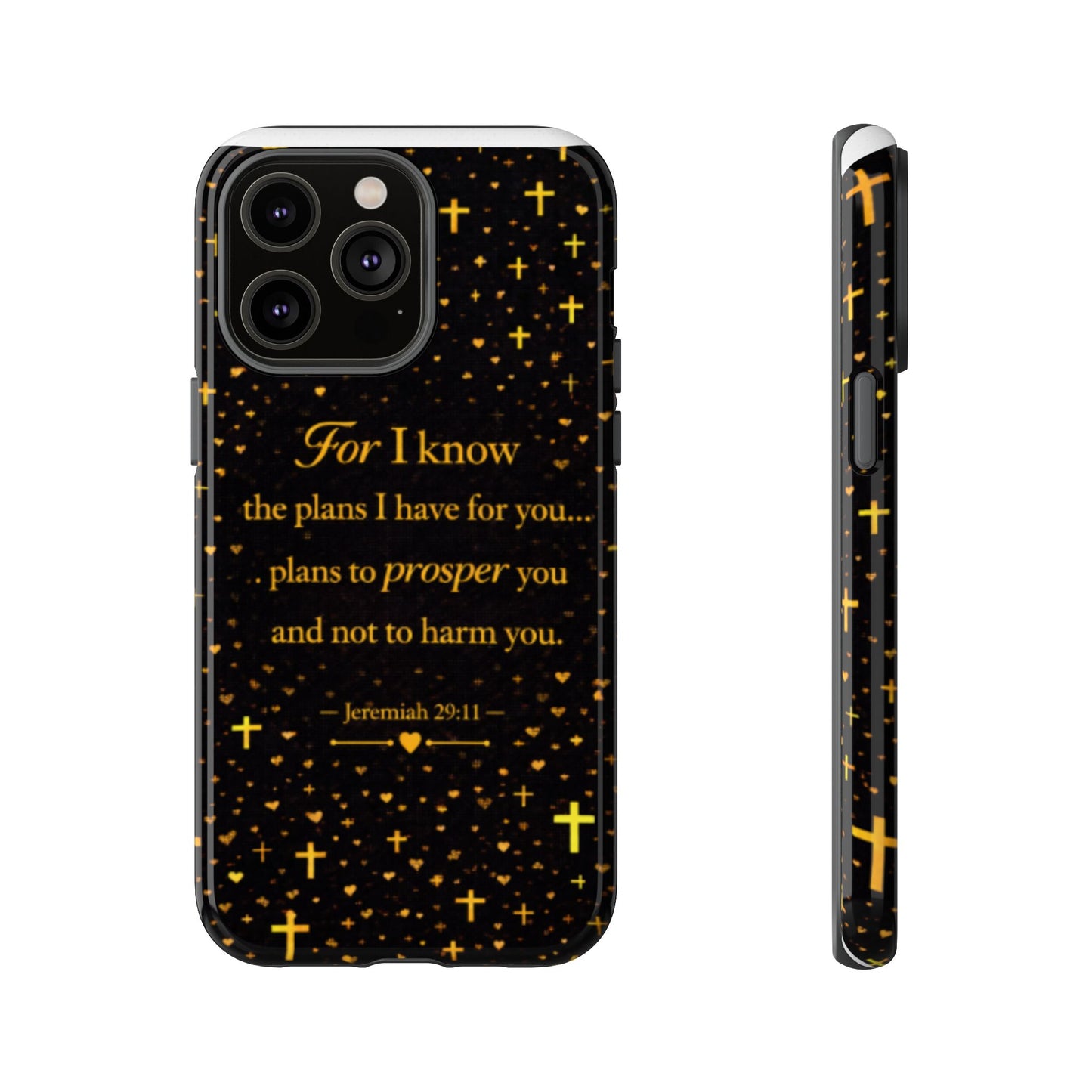 Phone Case — "For I Know" Jeremiah 29:11 Gold Cross Christian Tough Case