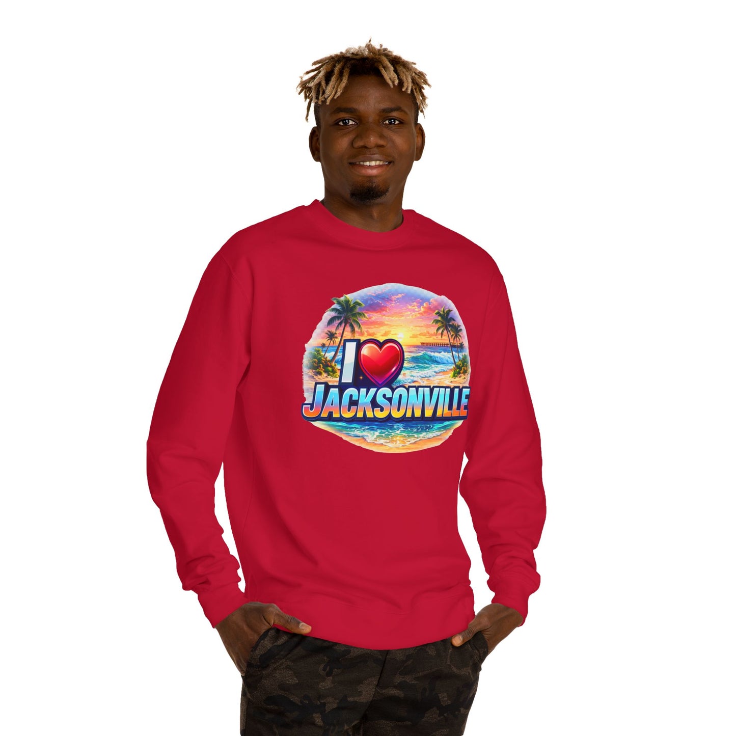 I Love Jacksonville Sweatshirt — Vintage Sunset Beach Crewneck