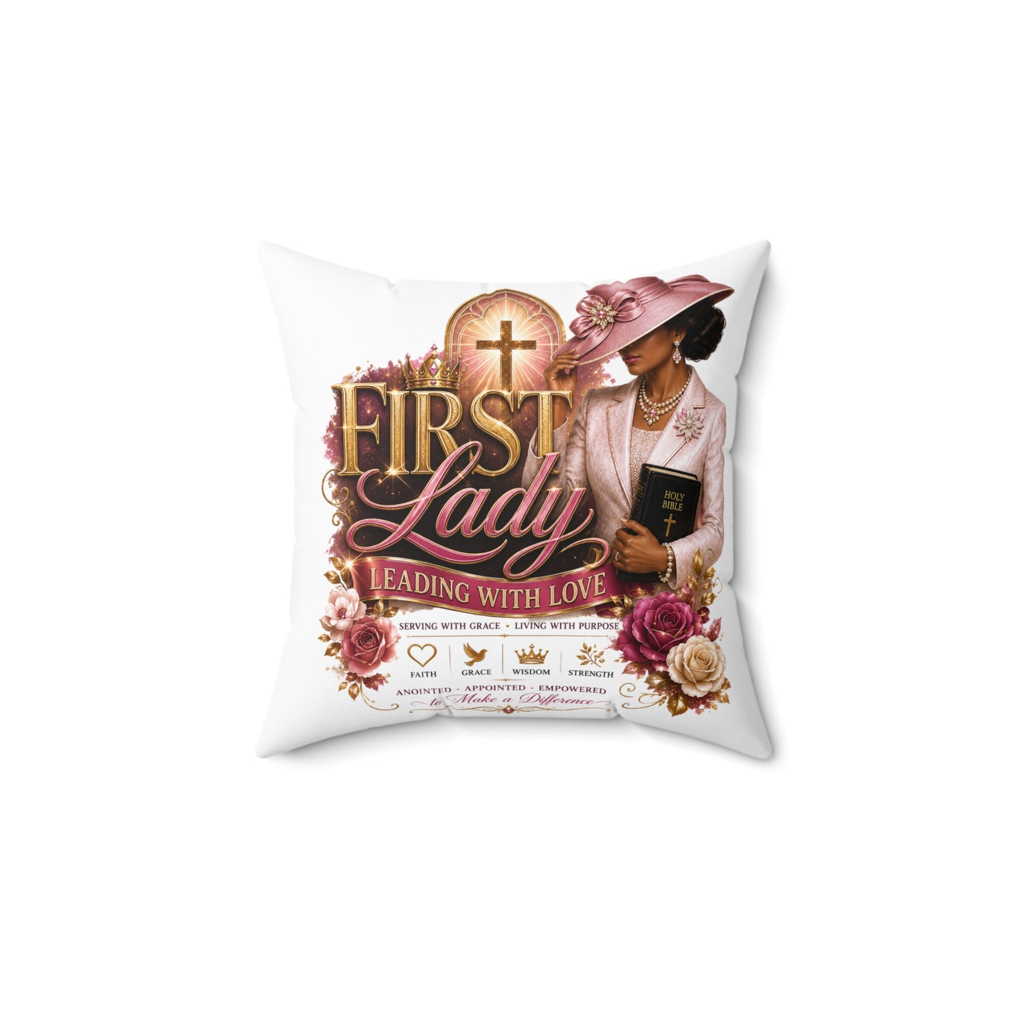 First Lady Decorative Pillow — 'First Lady: Leading With Love' Christian Accent Cushion