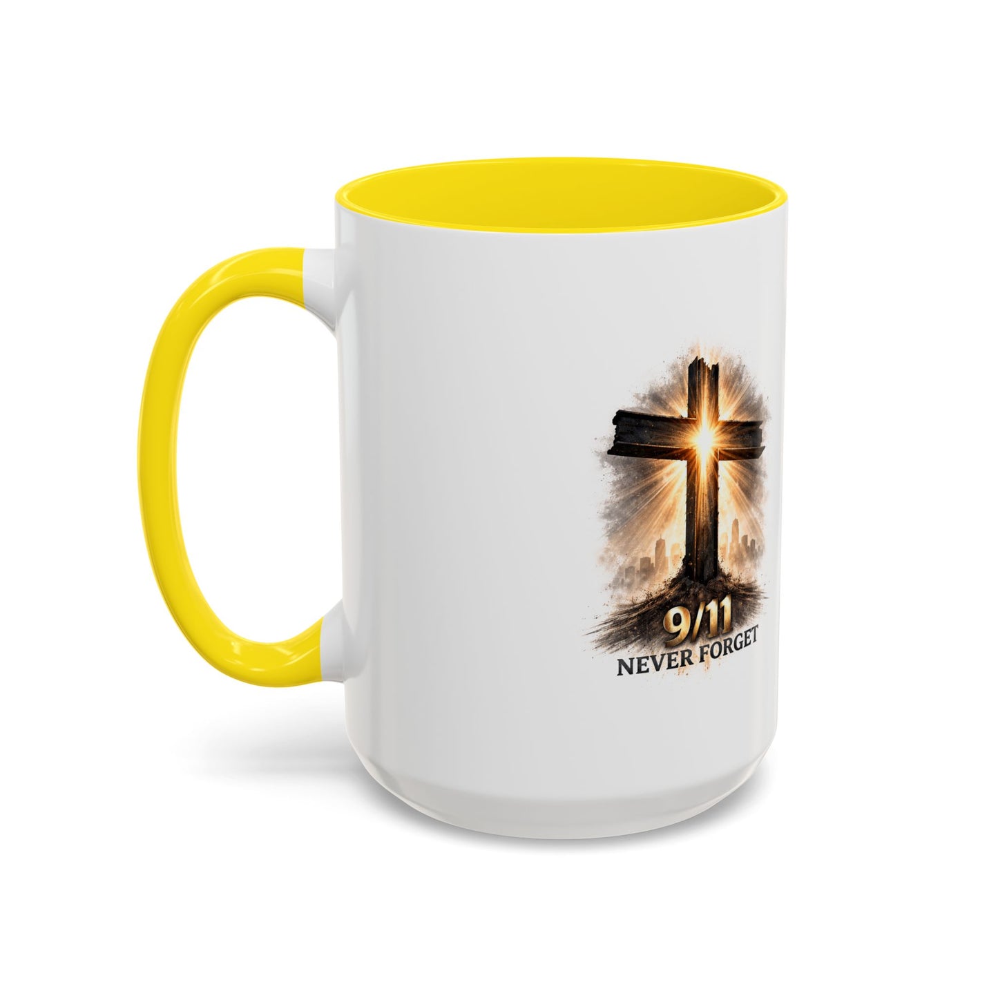 9/11 Never Forget Coffee Mug — Religious Memorial Accent Mug