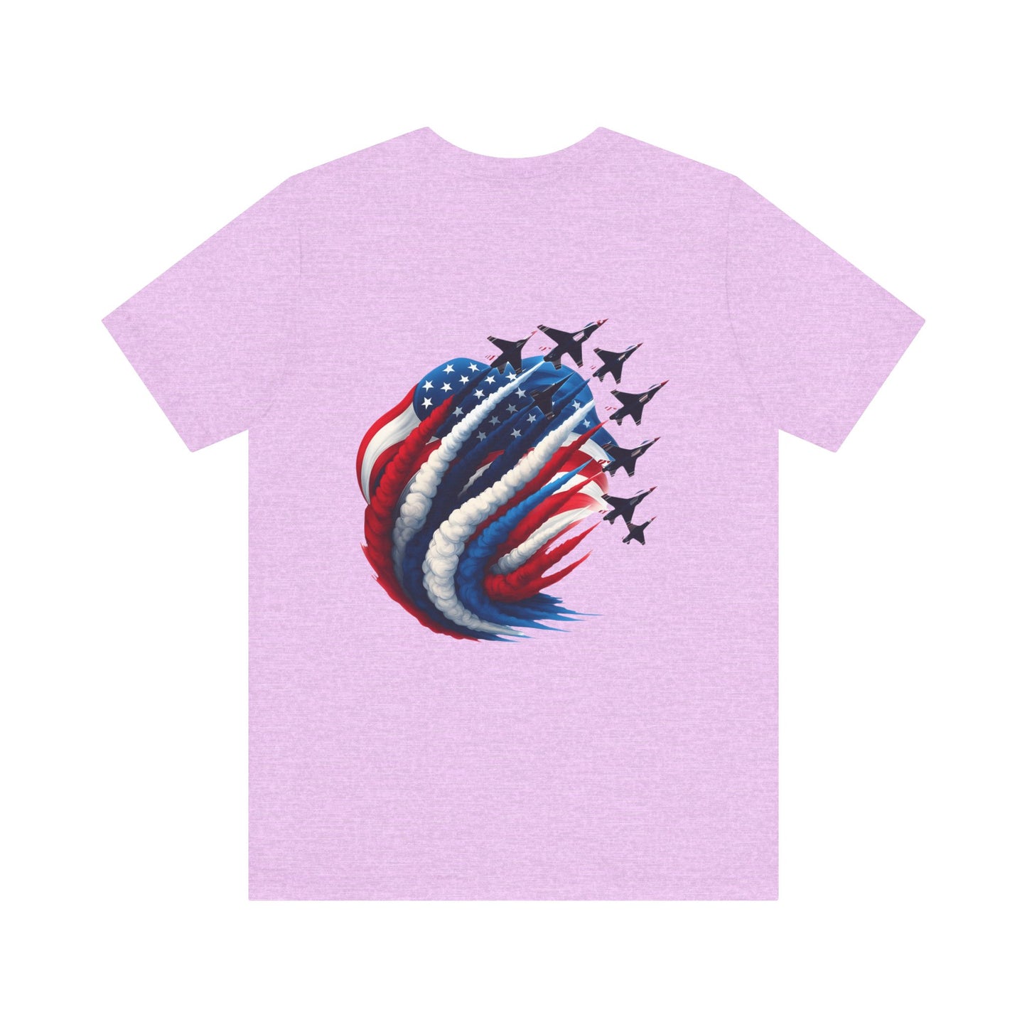 Patriotic Jet Flyover T-Shirt — American Flag Smoke Trail Tee