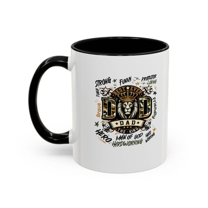 Dad King Lion Coffee Mug — 'Dad: The King' Accent 11/15oz Gift