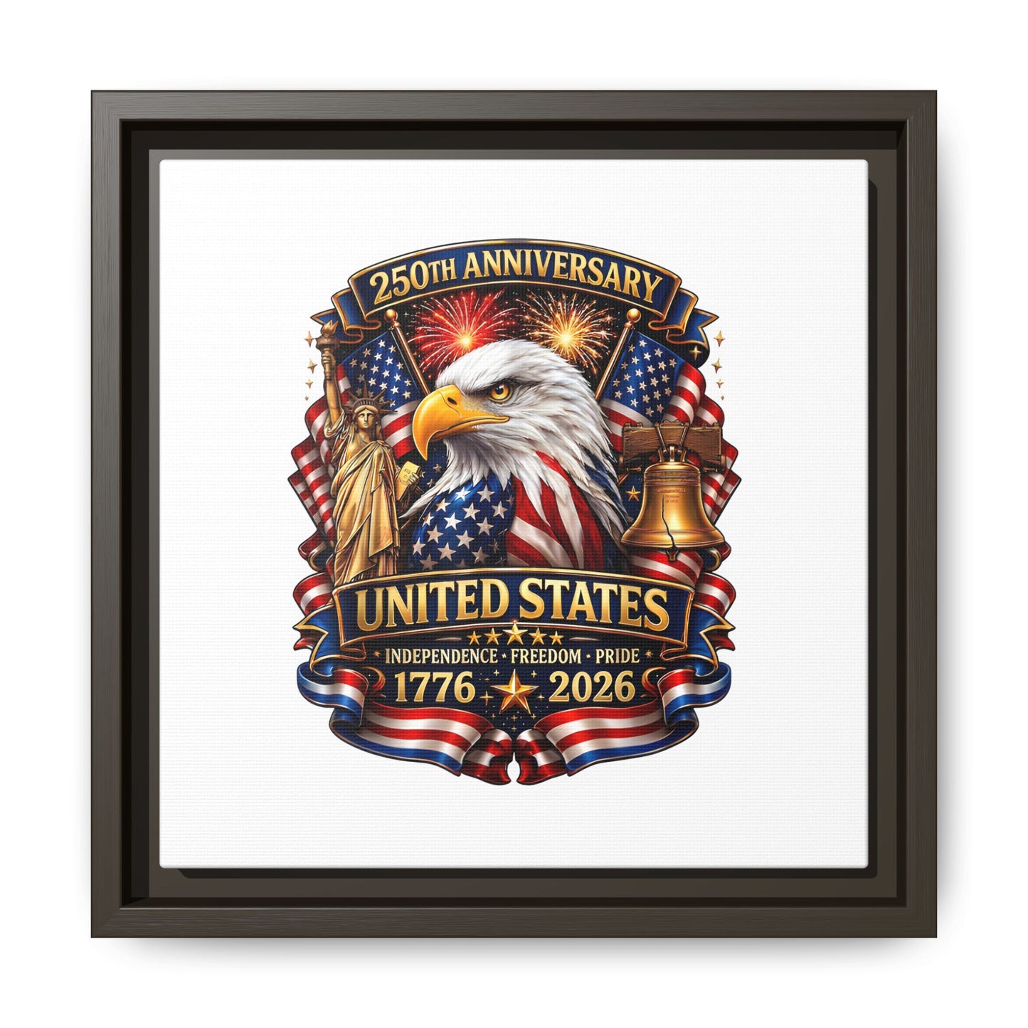 250th Anniversary United States Framed Canvas - Patriotic Eagle 1776–2026