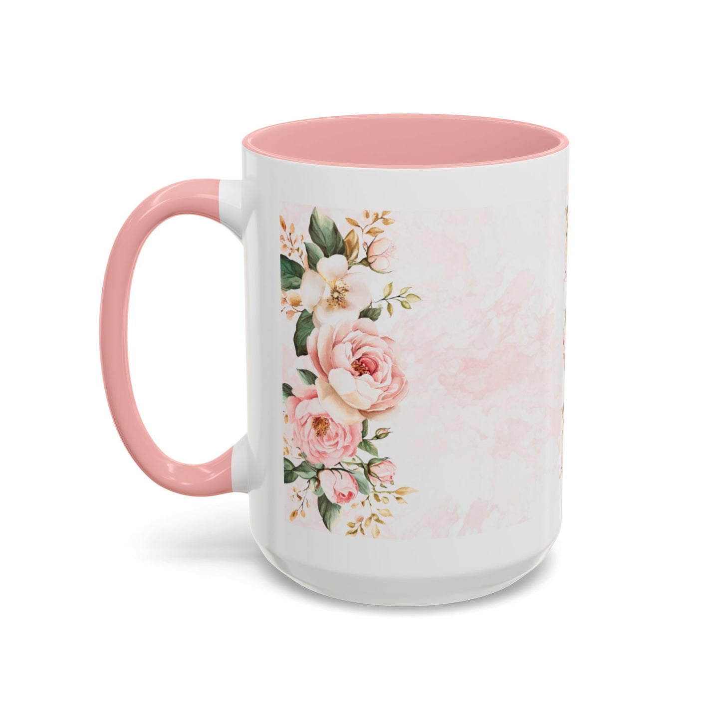 Mom Floral Accent Coffee Mug — Pink Roses Mother's Day Gift (11/15oz)
