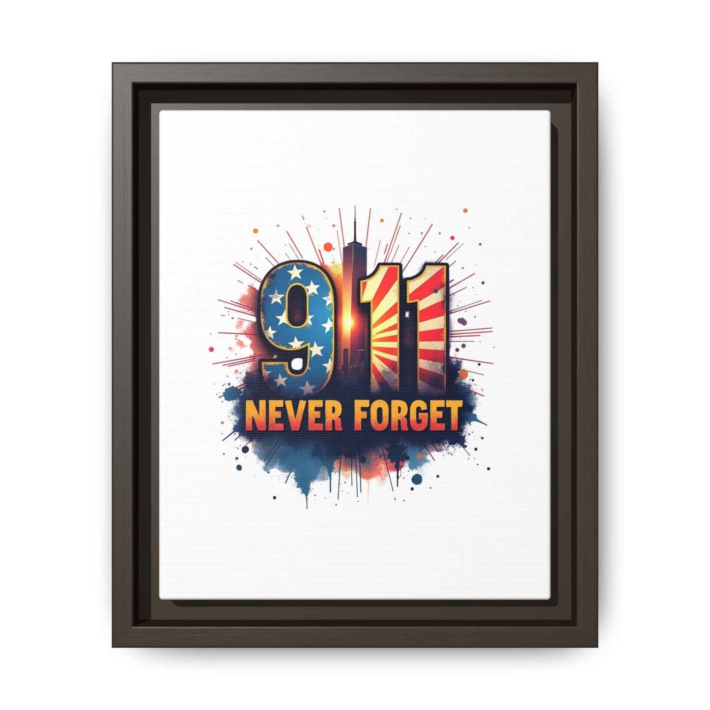 Framed Canvas Wall Art — “9·11 Never Forget” Memorial Print