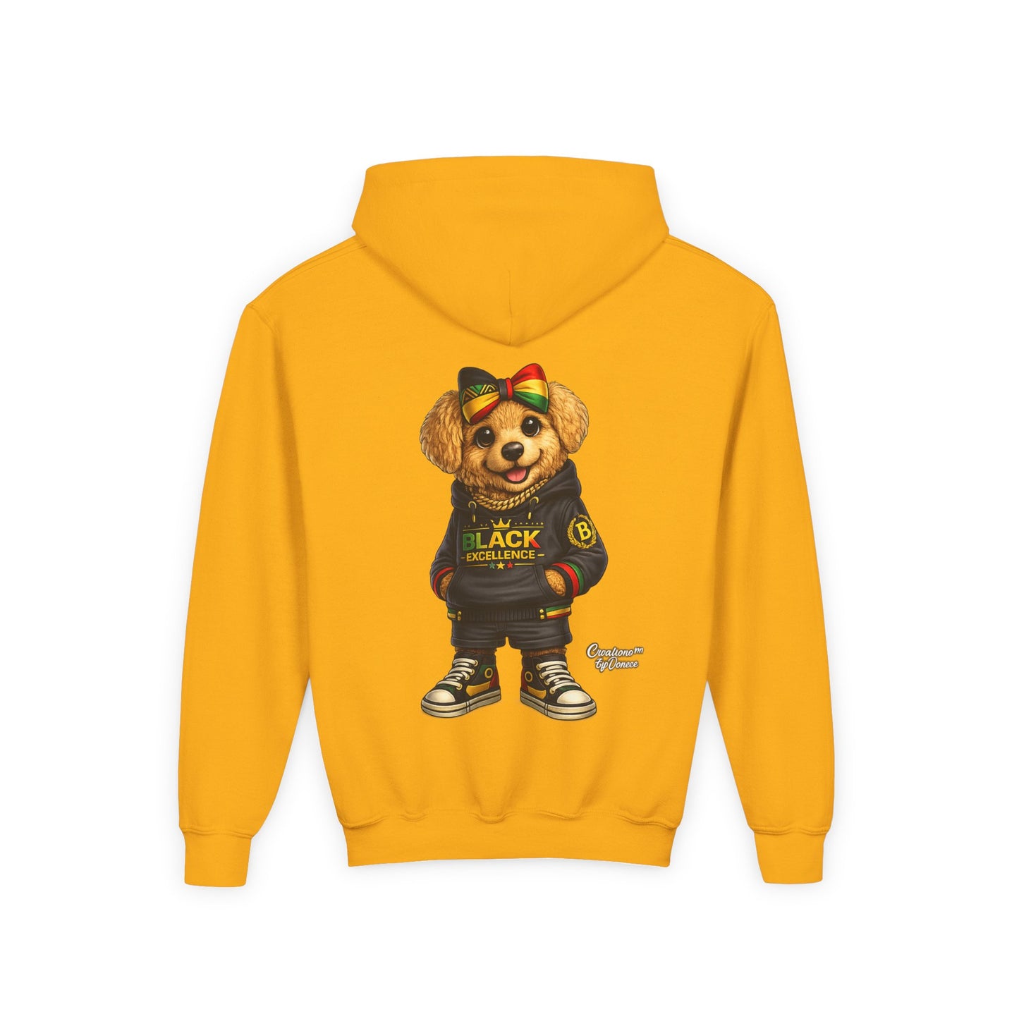 Youth Hoodie — Black Excellence Bear Graphic Sweatshirt (Kids)