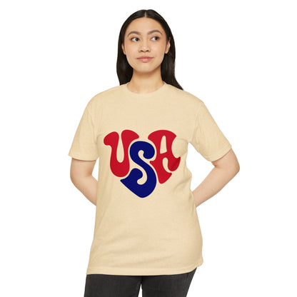 USA Heart Retro Graphic T-Shirt