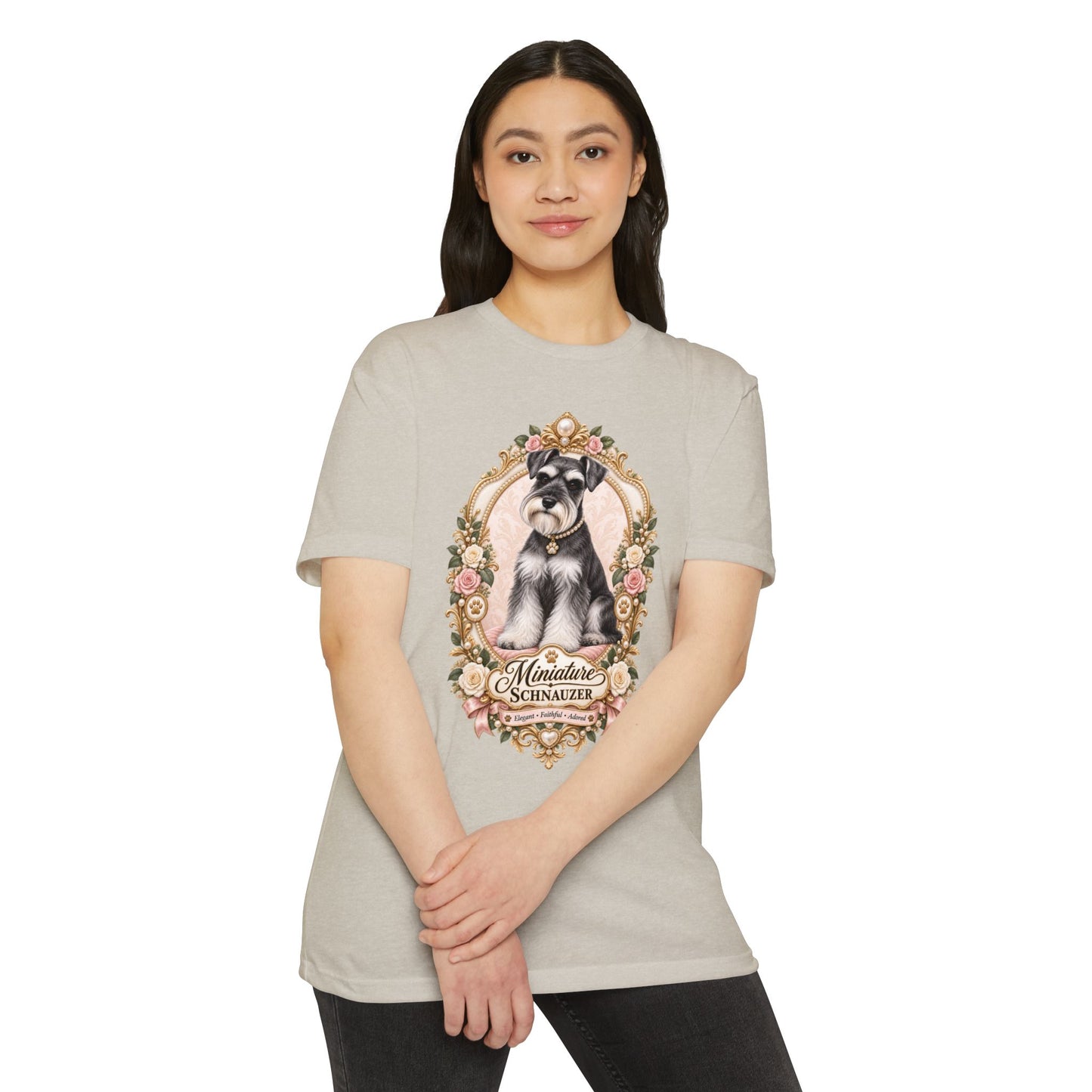 Miniature Schnauzer Floral Portrait T-Shirt