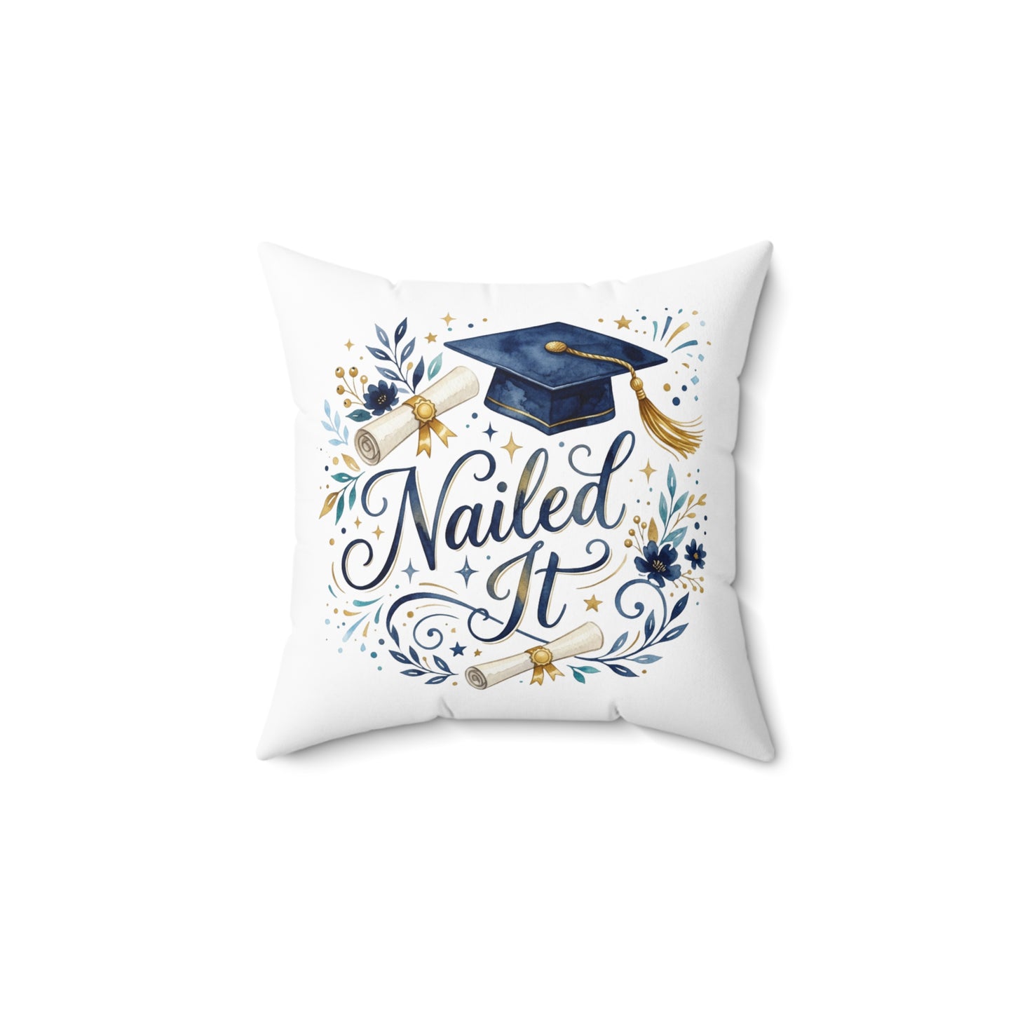 Graduation 'Nailed It' Decorative Pillow — Graduation Throw Pillow with Cap & Diploma Design