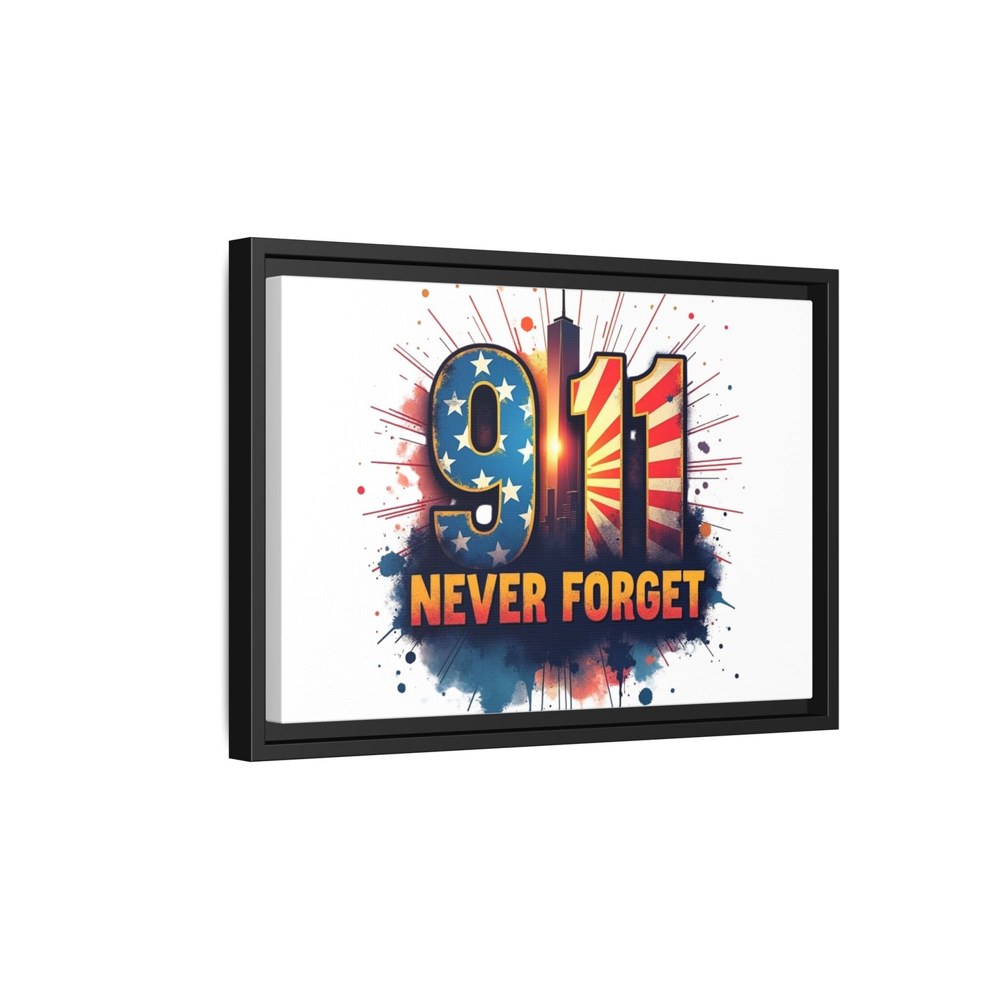 Framed Canvas Wall Art — “9·11 Never Forget” Memorial Print