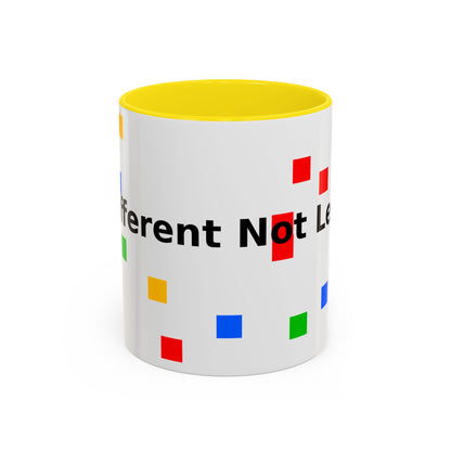 Accent Coffee Mug — 'Different Not Less' Pride-Inclusive Color Block Design (11/15oz)