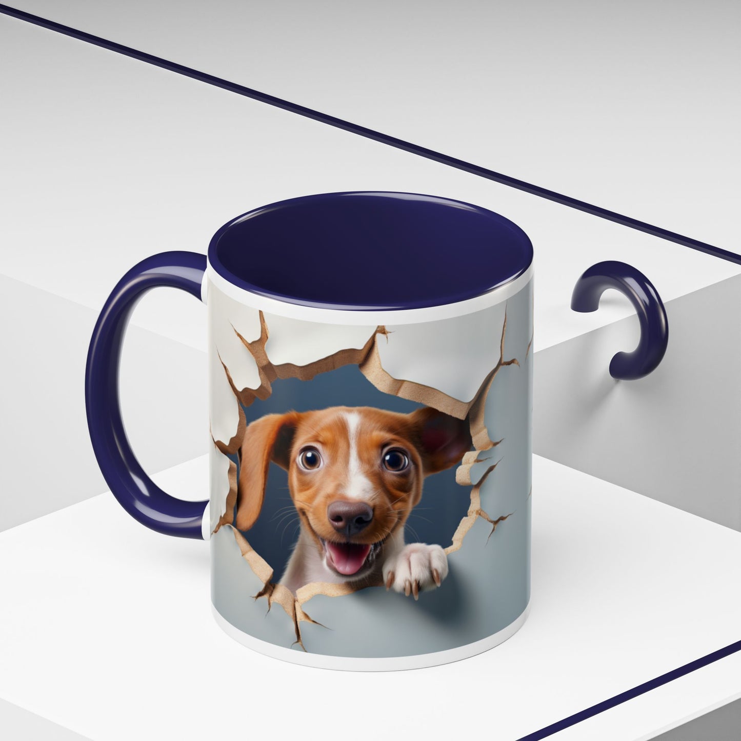 Dachshund Peeking Through Wall Accent Coffee Mug – Cute Dog Lover Gift (11/15oz)