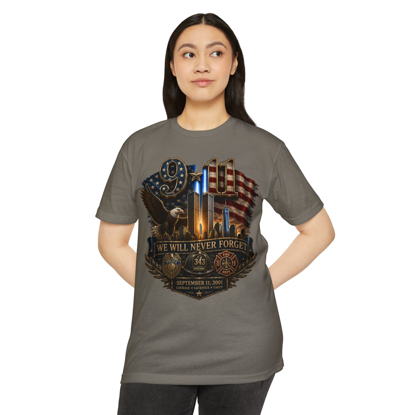 9/11 Memorial T-Shirt — "We Will Never Forget" Patriotic Tribute