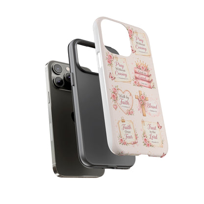 Christian Floral Phone Case — "Pray Without Ceasing" Faith Cross Design