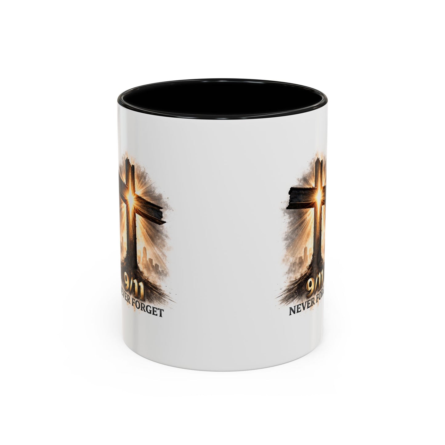 9/11 Never Forget Coffee Mug — Religious Memorial Accent Mug