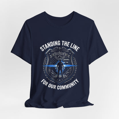 Police Thin Blue Line Badge T-Shirt — Support Law Enforcement Tee
