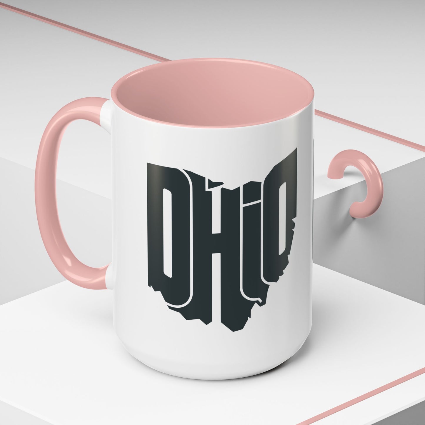 Ohio State Outline Accent Coffee Mug – Black Handle & Interior