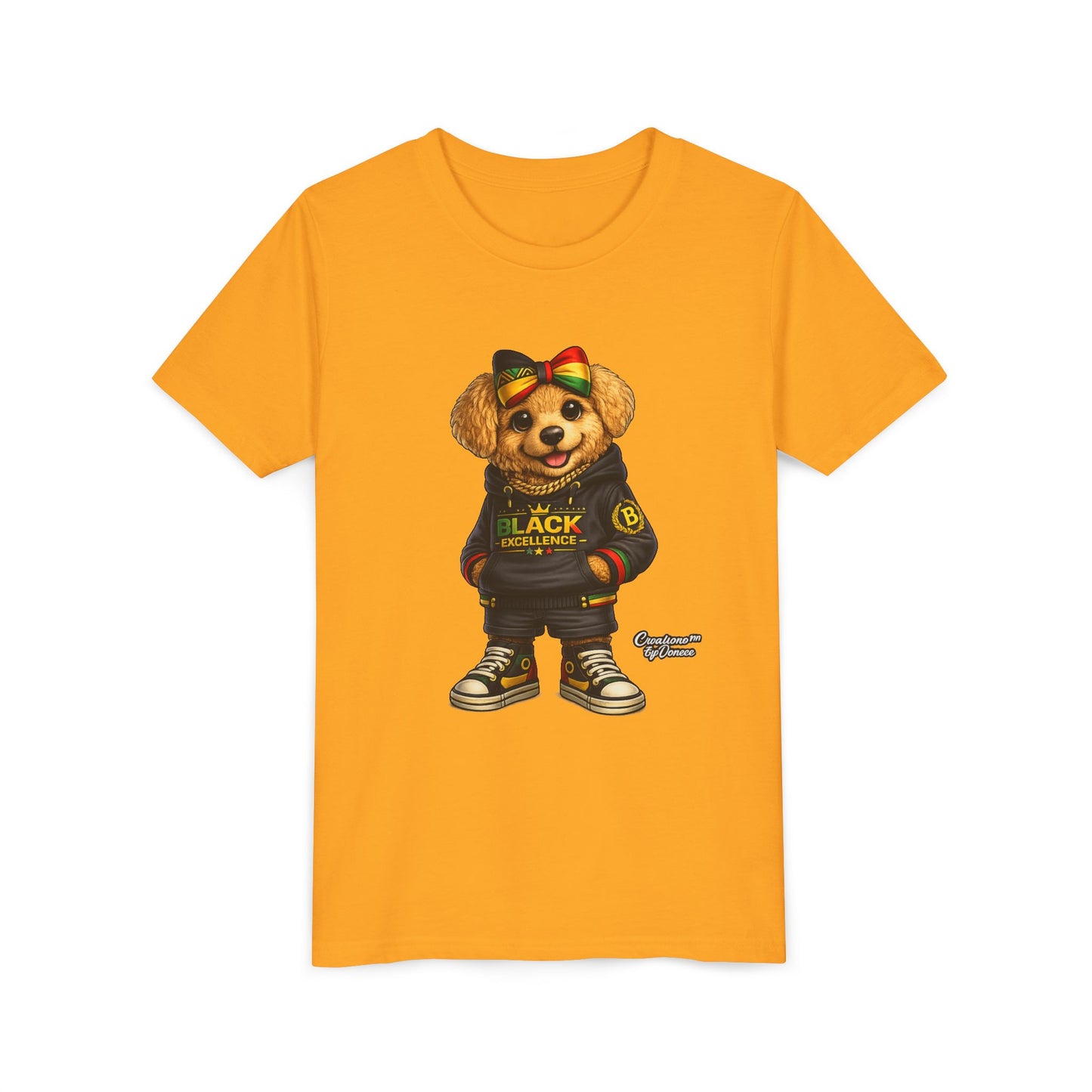 Youth Tee — Rasta Teddy "Black Excellence" Graphic Shirt