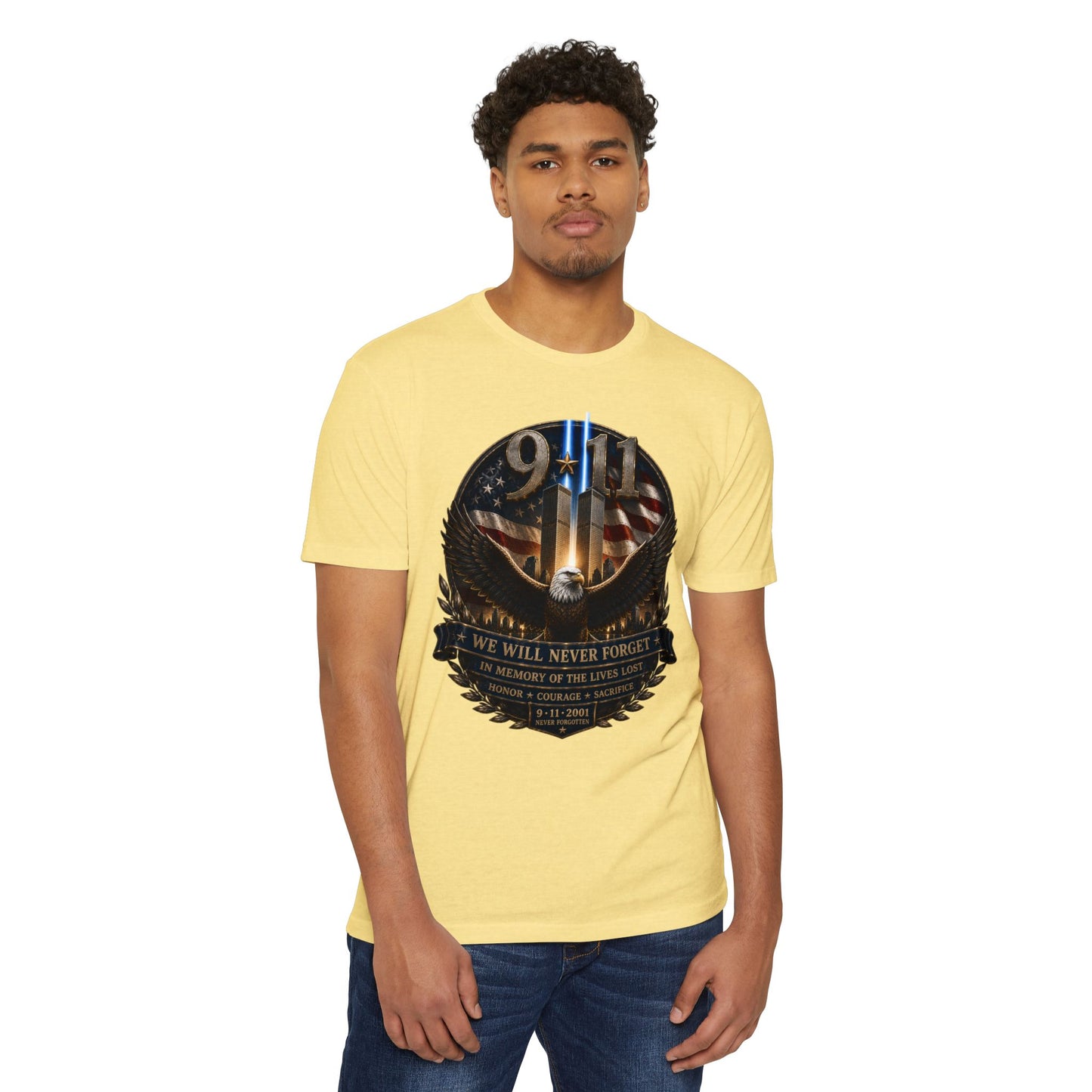 9/11 Memorial Eagle T-Shirt — We Will Never Forget Patriotic Tribute Tee