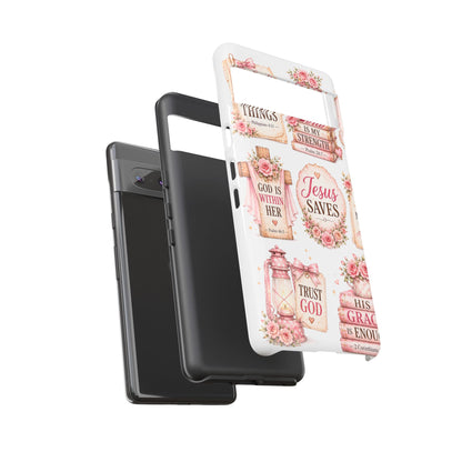 Faith Phone Case — 'Jesus Saves' Floral Christian Scripture iPhone Case
