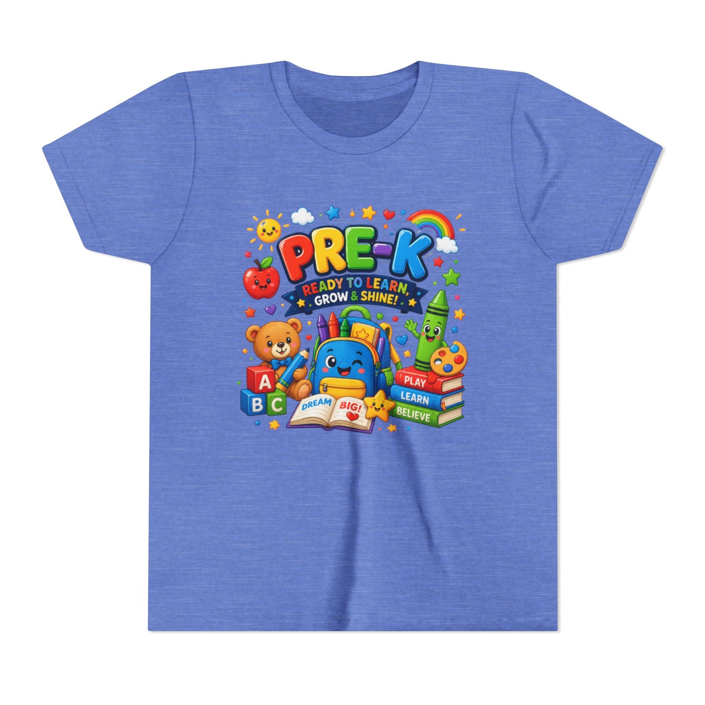 Pre-K Ready To Learn Kids T-Shirt — Colorful Preschool Back-to-School Tee