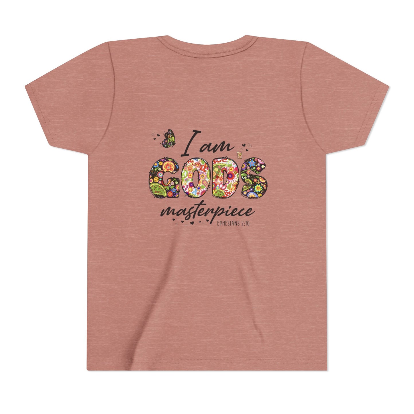 I Am God’s Masterpiece Youth Tee — Floral Christian Inspirational Shirt