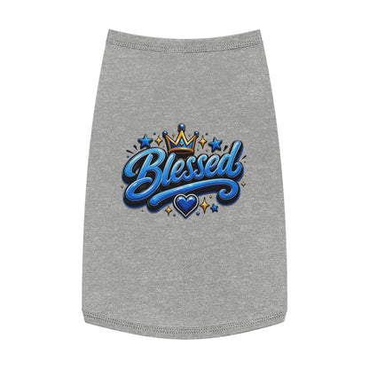 Blessed Pet Tank Top - Blue Crown & Heart Puppy Shirt