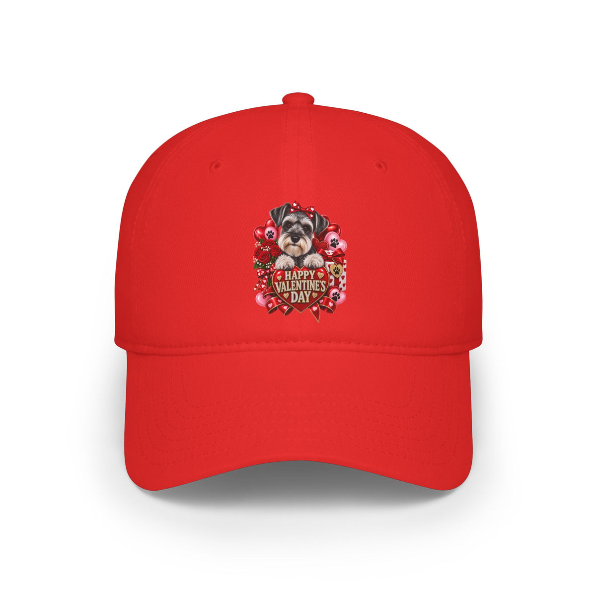 Valentine's Day Puppy Heart Cap – 'Happy Valentine's Day' Low Profile Baseball Hat