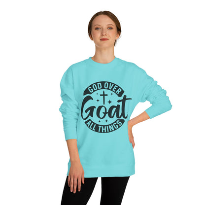 God Over Goat Crewneck Sweatshirt - Christian Faith Graphic Pullover