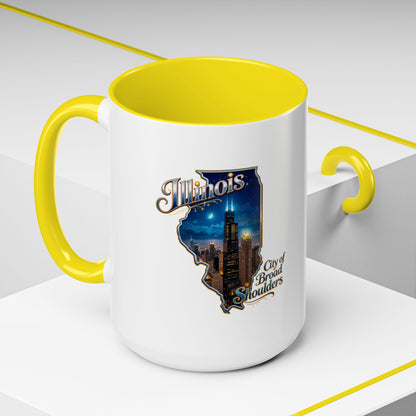 Illinois Skyline Accent Coffee Mug – City of Broad Shoulders Chicago Design (11/15oz)