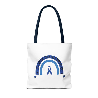 Blue Awareness Ribbon Rainbow Tote Bag – Support & Hope Everyday Tote