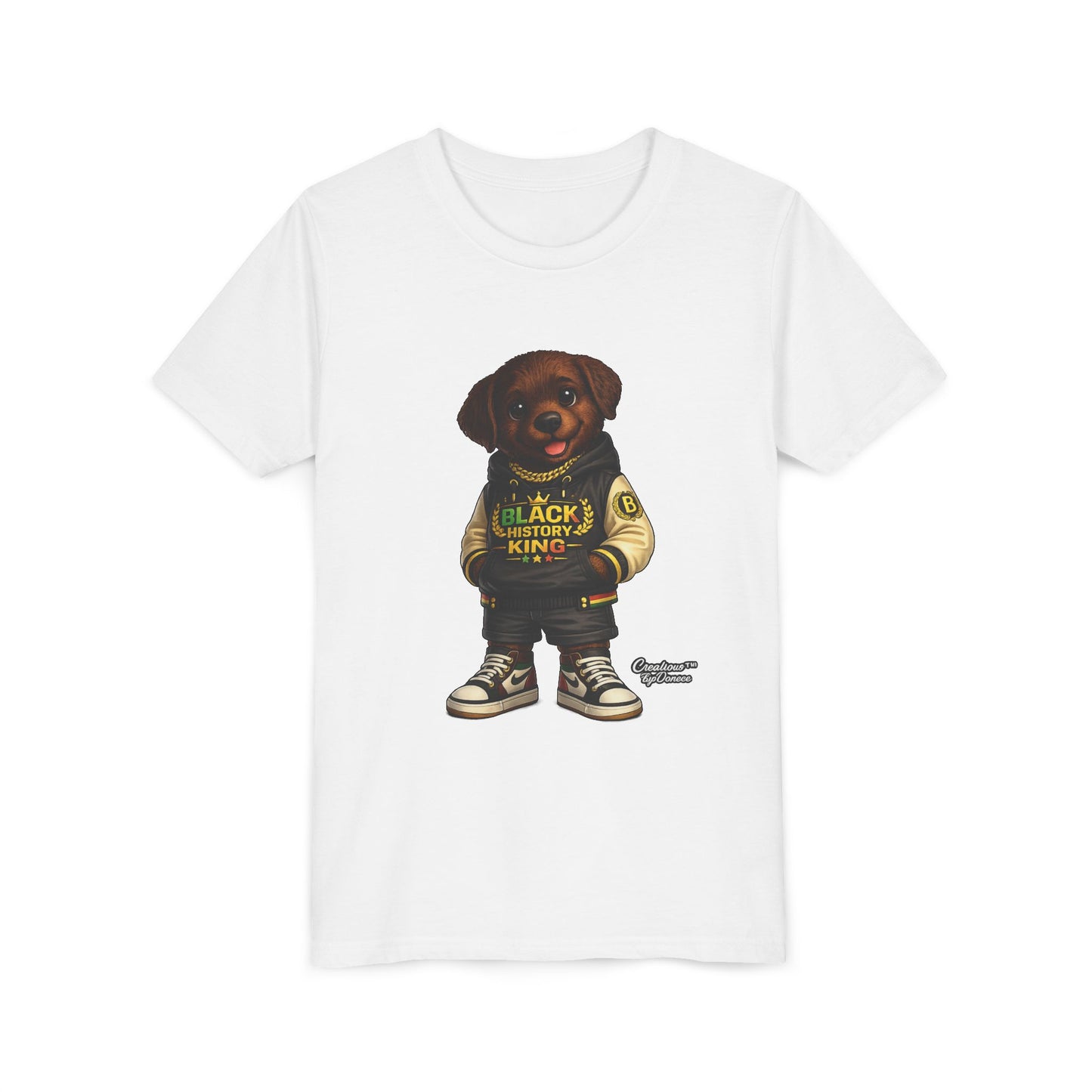 Youth Tee — 'Black History King' Puppy Graphic Shirt