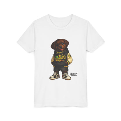 Youth Tee — 'Black History King' Puppy Graphic Shirt