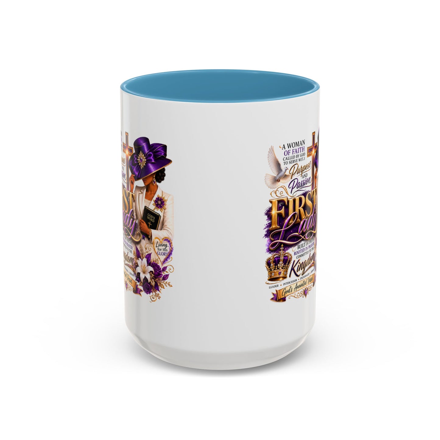 First Lady of Faith Accent Coffee Mug — Inspirational Christian Gift (11/15oz)
